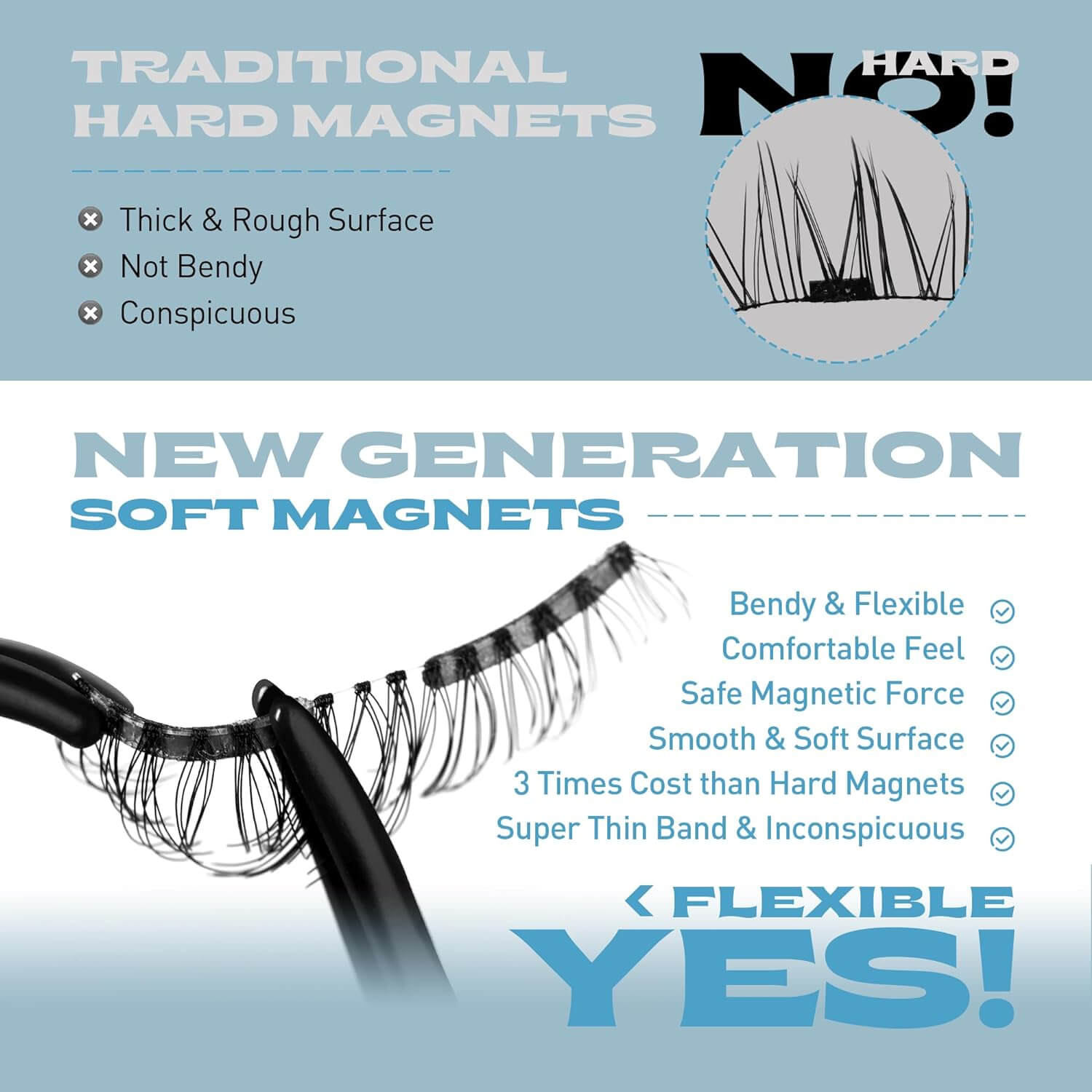 Magnetic Eyelashes Natural Look Magnetic Lashes Cat Eye, Soft Magnets False Eyelashes to Wear Reusable Magnetic Eyelashes