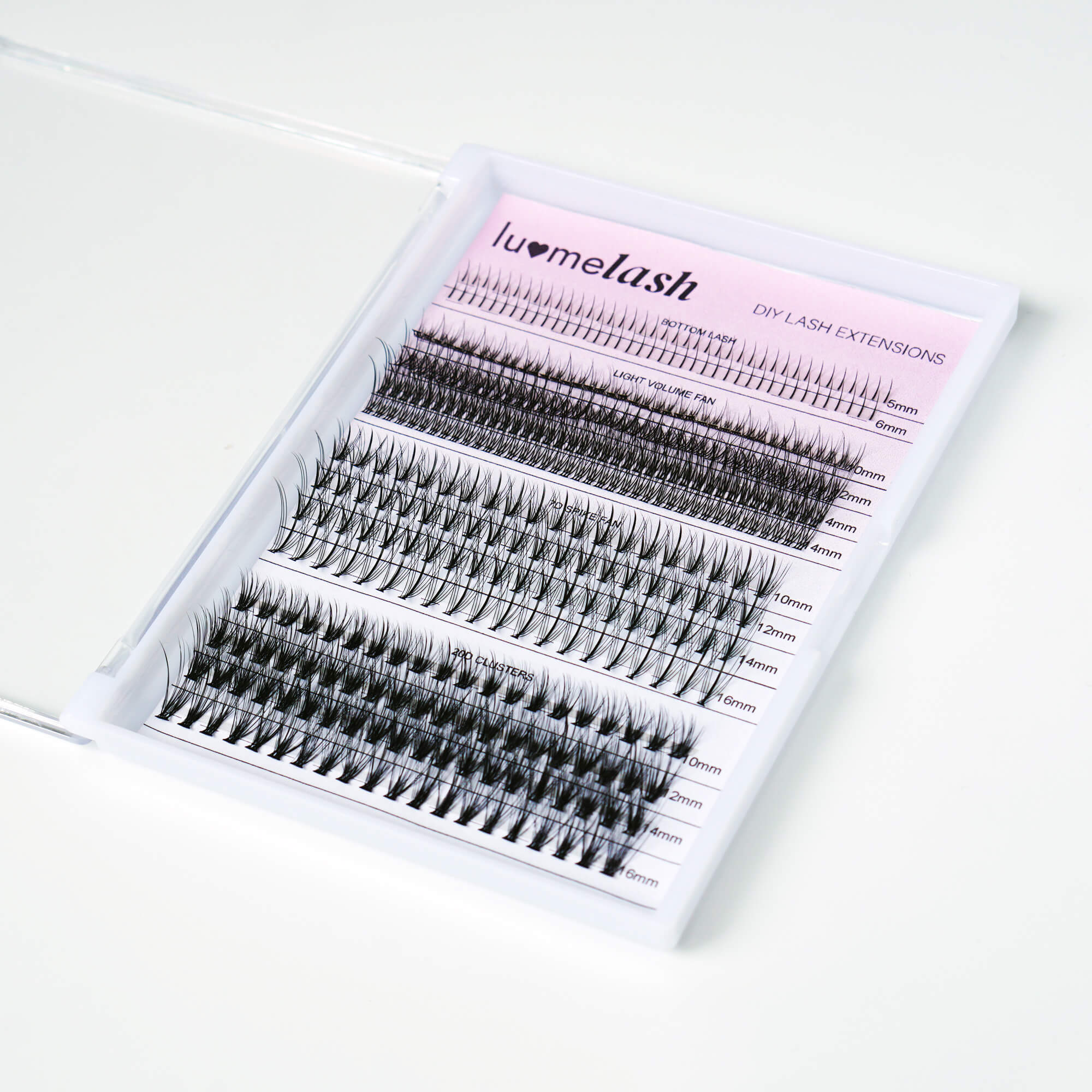 Multi-Style DIY Cluster Lashes Mixed Length (Bottom Lash / Light Fan / 7D Spike Fan / 20D)