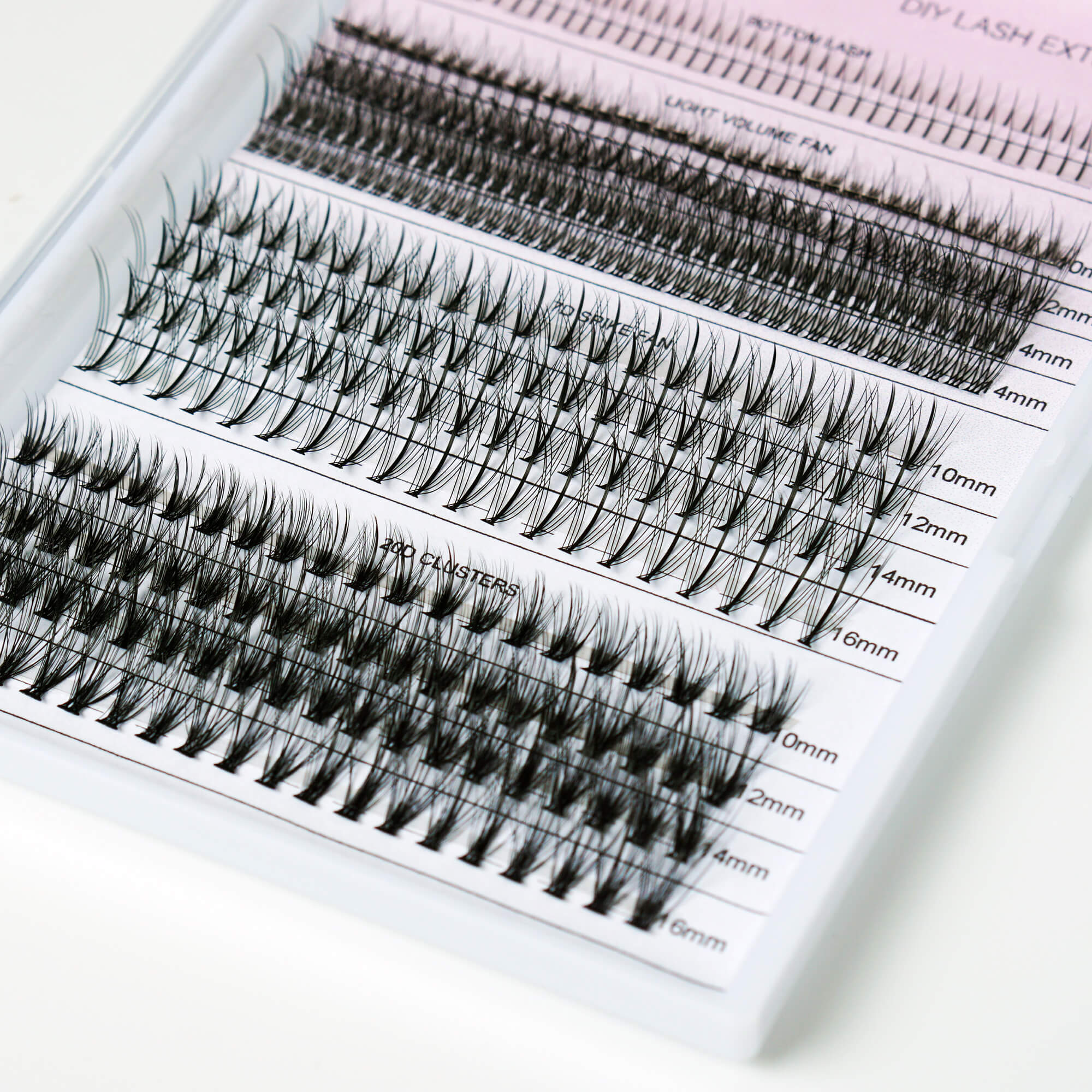 Multi-Style DIY Cluster Lashes Mixed Length (Bottom Lash / Light Fan / 7D Spike Fan / 20D)