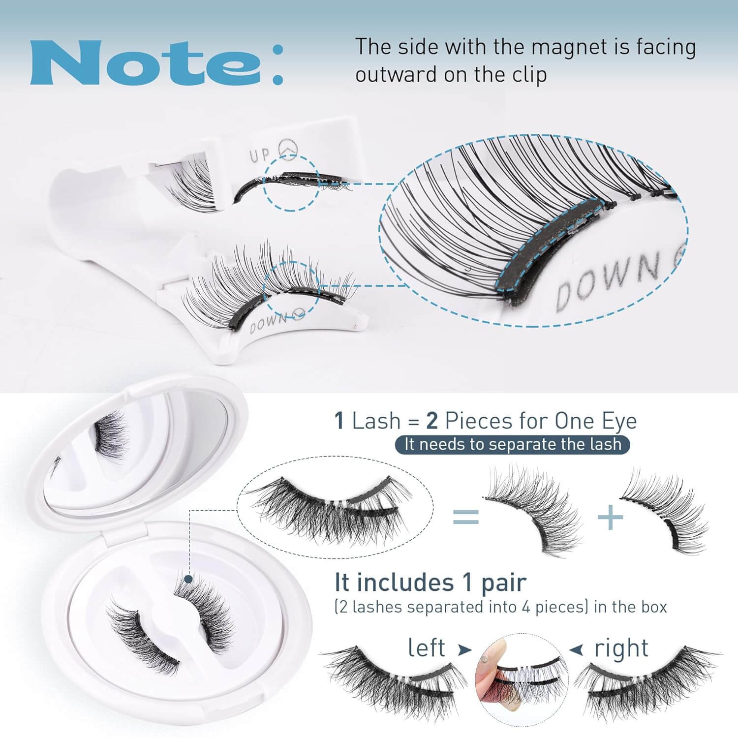 Magnetic Eyelashes Natural Look Magnetic Lashes Cat Eye, Soft Magnets False Eyelashes to Wear Reusable Magnetic Eyelashes