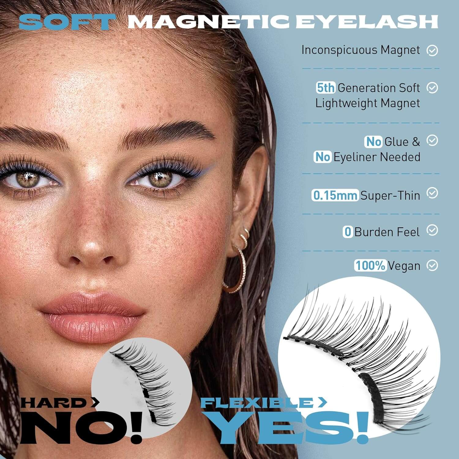 Magnetic Eyelashes Natural Look Magnetic Lashes Cat Eye, Soft Magnets False Eyelashes to Wear Reusable Magnetic Eyelashes