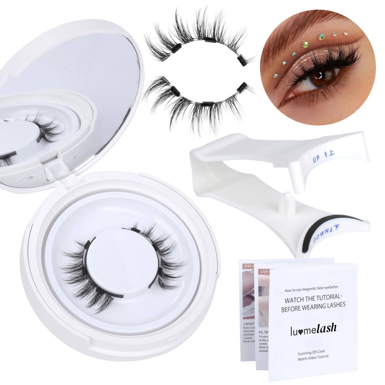Wispy Cat-Eye Natural Magnetic Eyelashes without Eyeliner