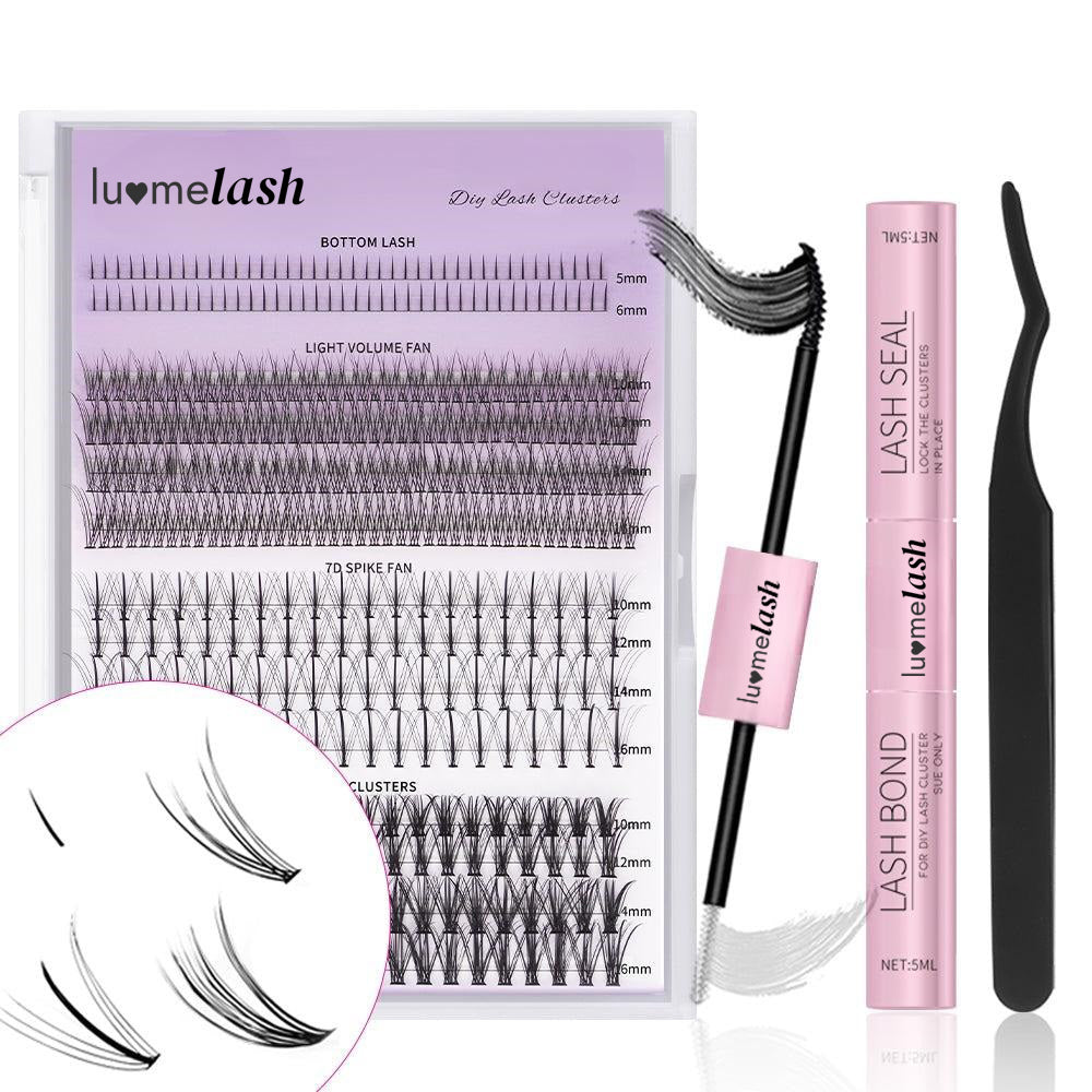 Multi-Style DIY Cluster Lashes Mixed Length (Bottom Lash / Light Fan / 7D Spike Fan / 20D)
