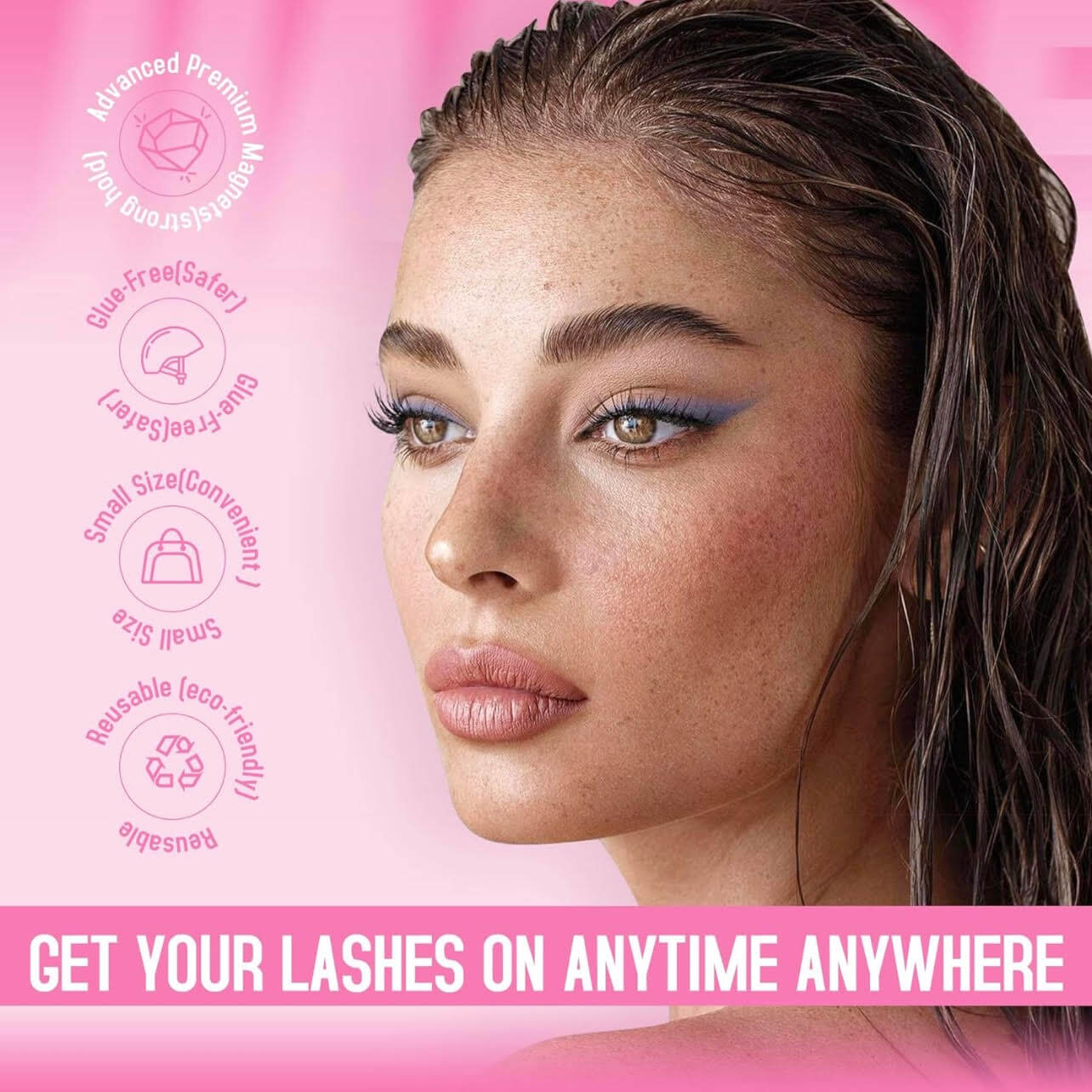Wispy Cat-Eye Natural Magnetic Eyelashes without Eyeliner