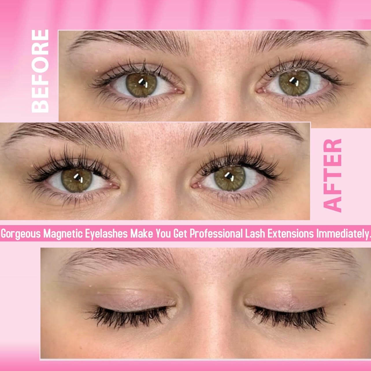 Wispy Cat-Eye Natural Magnetic Eyelashes without Eyeliner