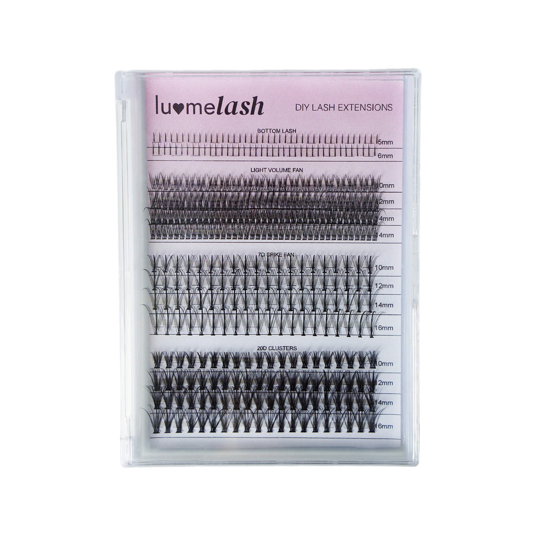 Multi-Style DIY Cluster Lashes Mixed Length (Bottom Lash / Light Fan / 7D Spike Fan / 20D)